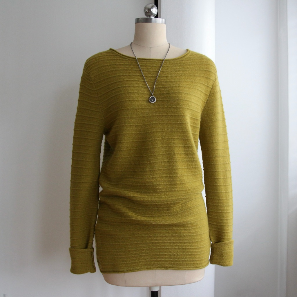 Black Goat Cashmere Olive Ribbed Knit Sweater